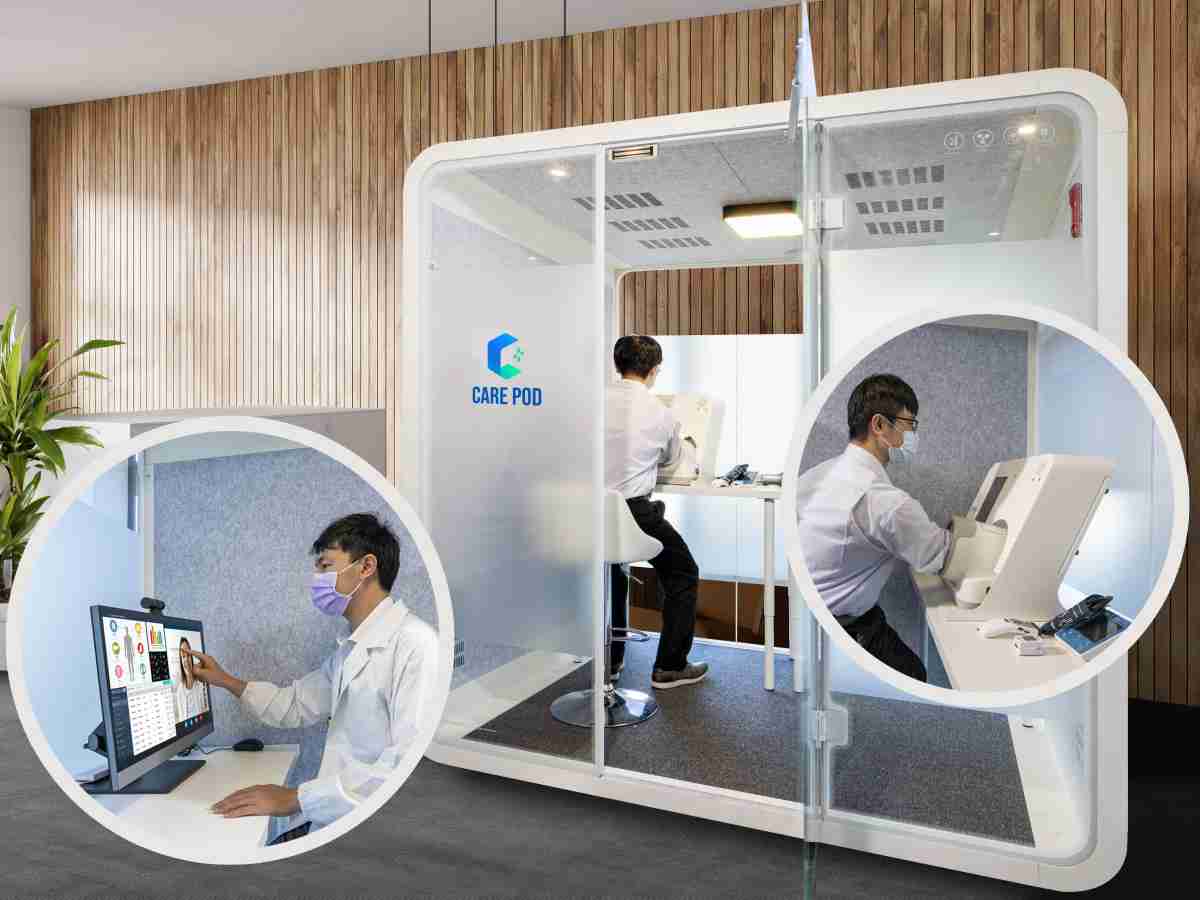 达擎于医疗科技展中展出＂远距诊疗舱＂，，，，以因应医疗数字化及社会高龄化趋势下、、复诊及慢性病患等族群对于远距看诊需求逐渐升高所推出的创新整合方案。。。。多功能合一、、高隐私性的远距诊疗舱可根据病患端与医师端的不同需求，，提供弹性化及客制化功能，，，节省医生和病患的精力及时间